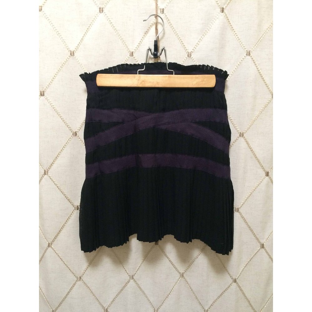 VINTAGE 1980s Black Mini Skirt Pleated Size XS